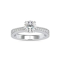 1/5 Carat Natural Diamond and 0.91 Carat Moissanite Engagement Ring for Women in 14k Gold (I-J/G, SI1-SI2/VS2, cttw) Promise Ring for Couple Size 4 to 10.5 by VVS Gems