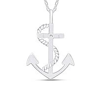 14K White/Yellow/Rose Gold Plated Sterling Silver Nautical Anchor Pendant Necklace For Women's Men's with 18