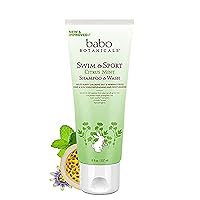 Swim & Sport Citrus Mint & Passion Fruit Shampoo & Wash - Purifying Cleanser for hair & body- Removes chlorine & sweat - For all ages - Scented with Citrus & Peppermint Essential Oils