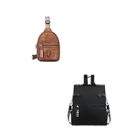 FADEON Sling Bag for Women and Leather Laptop Backpack