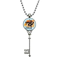 China Sports Track Field Highjump Pendant Vintage Necklace Silver Key Jewelry