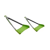 Clever Tongs 2 in 1 Kitchen Spatula & Tongs Non-Stick, Heat Resistant, Stainless Steel Frame, Silicone & Dishwasher Safe, As Seen on TV, 4 Pack (Includes 2 Large & 2 Small), Green