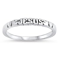 Oxidized Jesus Dove Heart Stacking Ring New .925 Sterling Silver Band Sizes 4-9