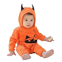 Baby Boy Overalls Newborn Infant Baby Girls Boys Hooded Print Jumpsuit Outfits Halloween up Apparel (Orange, 3-6 Months)