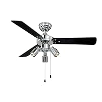 aireRyder - Cyrus Ceiling Fan with Lighting, Quiet Fan with Pull Switch in Shiny Chrome Design, Reversible Blades in Black/Silver, Diameter 107 cm, (Colour: Chrome & Black/Silver)