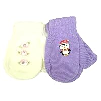 Set of Two Pairs Magic Mittens for Infants with Applique's for Ages 6-24 Months