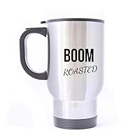 Travel Mug Boom Roasted Stainless Steel Mug With Handle Warm Hands Travel Coffee/Tea/Water Mug, Silver Family Friends Birthday Gifts 14 oz