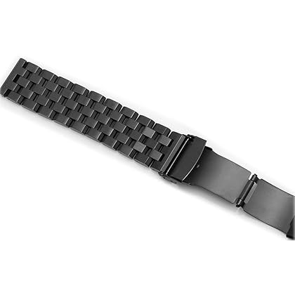 Kai Tian Brushed Stainless Steel Watch Band Strap 18mm/20mm/22mm/24mm/26mm Metal Replacement Bracelet with Double-Lock Deployment Clasp For Men Women Black/Silver/Two Tone IP Black