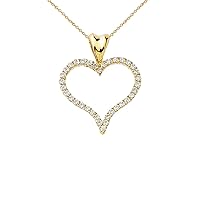 DIAMOND OPEN HEART CHARM PENDANT NECKLACE IN GOLD (YELLOW/ROSE/WHITE) - Gold Purity:: 10K, Color:: Yellow, Pendant/Necklace Option: Pendant With 20