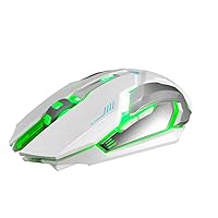 Wireless Gaming Mouse, Silent Click Wireless Rechargeable Mouse with Colorful LED Lights and 3 Adjustable Levels Ergonomic Design for Laptop and Computer (White)