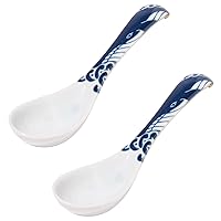 Minorutouki Mino Ware White Wave Whale RENGE cutlery Blue Set of 2, 6.89×1.77in 2.61oz Made in Japan