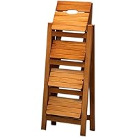 Folding Portable Ladder Step Stool High Stool Stair Chair Seats Wooden Ladder 4-Step Shelf Stepladder Multifunctional Folding Fold Up Library/Kitchen/Office Steps,C (C) (A)