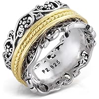 925 Sterling Silver Spinner Ring for Woman by Paz Creations, Fidget Rings Hand Crafted, Anxiety Ring for Women, Vintage Rings for Women with 1 Year Warranty