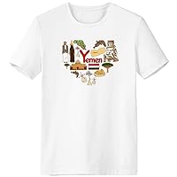 Yemen Love Heart Landscap National Flag T-Shirt Workwear Pocket Short Sleeve Sport Clothing