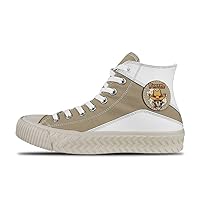 Wild West,Khaki Custom high top lace up Non Slip Shock Absorbing Sneakers Sneakers with Fashionable Patterns