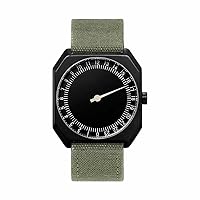 slow Jo 15 - Olive Green Canvas, Black Case, Black Dial - Swiss Made