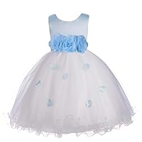 Pink Promise Flower Petals Ruffled Tulle Wedding Party Girl Princess Dress