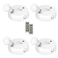 Olafus 4 Pack Wireless Spotlight Indoor Battery Operated, 200LM LED Accent Lights, Dimmable Uplight with Remote Control, 5000K Daylight White Small Spot Lights for Paintings Picture Display Closet