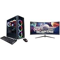 CYBERRPOWERPC Gamer Xtreme VR Gaming PC, Black & Sceptre 30-inch Curved Gaming Monitor 21:9 2560x1080 Ultra Wide Ultra Slim HDMI DisplayPort up to 200Hz Build-in Speakers, Metal Black (C305B-200UN1)