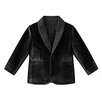 Boys' Velvet One Button Suit Jacket Shawl Lapel Coat for Daily Leisure