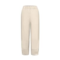 Loose Fit Womens Wide Leg Capri Pants Summer Plus Size Women Cotton Crop Capris Lightweight Solid with Pockets Linen