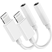 [Apple MFi Certified] Lightning to 3.5 mm Headphone Jack Adapter, 2 Pack Earphone Audio Jack Aux, Dongle Cable Compatible with iPhone 13/12/11 Pro/XR/XS Max/X/8/7 Support All iOS& Music Control