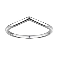 Suplight 925 Sterling Silver Wishbone Ring Dainty V Shaped Wedding Band Engagement Promise Ring for Women (with Gift Box)