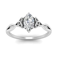 Choose Your Gemstone Irish Split Solitaire Ring 925 Sterling Silver Marquise Shape Solitaire Engagement Rings for Women and Girls US Size : 4, 5, 6, 7, 8, 9, 10, 11, 12