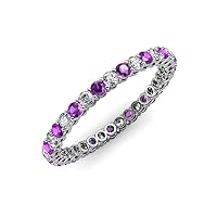 Round Amethyst Diamond 1 3/4 ctw Women Eternity Ring Stackable 14K Gold