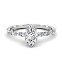 Choose Your Gemstone Marquise Shape 925 Sterling Silver Halo Engagement Rings Hidden Halo Petite Diamond CZ Ring Lightweight Office Wear Gift Jewelry for Women : US Size Size 4 TO 12