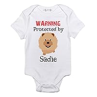 Warning Protected by Chow Chow baby clothes Custom dog baby shirt