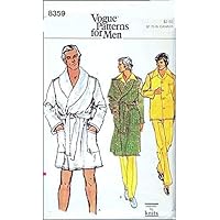 Vogue 8359 Men's Terry Robe, Smoking Jacket and Pajamas, Vintage Sewing Pattern, Check Listings for Size