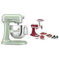 KitchenAid® 7 Quart Bowl-Lift Stand Mixer, Pistachio & KSMMGA Metal Food Grinder Attachment, Silver