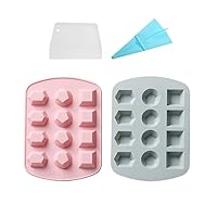 2 Pack Silicone Gem Shapes Candy Molds, 12 Cavity Diamond Cube Tray for Making Jelly, Candy, Chocolate, Cake Decorating, Ice Molds, Soap, Crafting