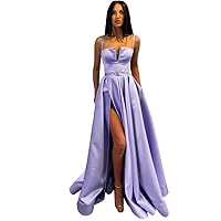 Women's A Line Prom Evening Dresses Side Slit Formal Party Gowns
