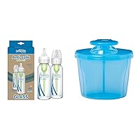 Dr. Brown's Natural Flow Anti-Colic Options+ Narrow Glass Baby Bottle 8 oz/250 mL 2 Pack with Level 1 Slow Flow Nipple and Formula Dispenser for On-The-Go Feedings