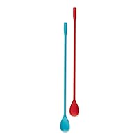 Silicone Stir Spoons, 10 inch, Multi-Color | BPA-Free | Prefect for Stirring Drinks & Getting to the Bottom of Jars | Dishwasher Safe