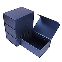 Ditwis 4 Pack 9.5x7x4 Blue and 4 Pack 11x8x3.5 Black Gift Boxes with Magnetic Closure Lids, Gift Wrap Box for Christmas, Bridesmaid Groomsmen Proposal, Birthdays, Valentine's Day