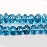 LKBEADS 2 Strand Natural Blue Topaz Coated Quartz Faceted Rondelle Briolettes - Blue Topaz Rondelle Beads 9mm-10mm 8 Inchs