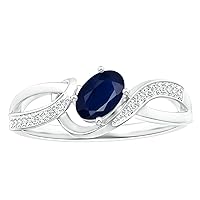 Twisted Ribbon Ring Oval Blue Sapphire Gemstone 925 Sterling Silver Solitaire Ring