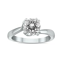 SZUL AGS Certified 1 Carat Diamond Solitaire Engagement Ring in 14K White Gold (J-K Color, I2-I3 Clarity)