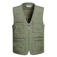 PASOK Men's Work Fishing Vests Lightweight Safari Travel Hunting Waistcoat With Multi-Pockets