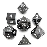 Black Metal D20 Set F Dice Critical Fail F*** 20 Sided Die Set DND Black Gunmetal Color Number for Role Playing Game Dungeons and Dragons D&D Pathfinder Shadowrun and Math Teaching