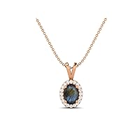 925 Sterling Silver Forever Classic 8X6 MM Oval Shape Natural Labradorite Solitaire Pendant Necklace