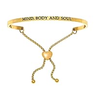 Intuitions Stainless Steel Yellow Finish mind, Body and Soul Adjustable Friendship Bracelet