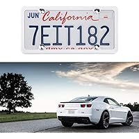 LivTee 1 PCS Car Licence Plate Covers, Automotive Exterior Accessories Slim Design with Bolts Washer Caps for US Vehicles, White
