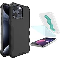 Smartish iPhone 15 Pro Max Protective Magnetic Case - Gripzilla Compatible with MagSafe & 2-Pack Tempered Glass Screen Protector for iPhone 15 Plus - Tuff Sheet