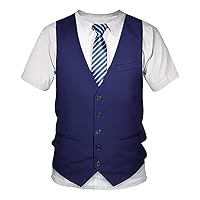 Kids Boys Short Sleeve Suit T-Shirt Fake Tie Printed Casual Tops Formal Occasion Daily Wear