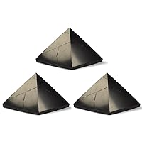 Authentic Shungite Pyramid Real Shungite Stones Shungite Crystal Pyramid Home Protection Room Decor Office Decor Authentic Crystals Black Pyramid 3 Pack (Polished, 50 mm / 1.96