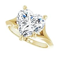 Moissanite Heart Ring, 4CT Colorless VVS1 Clarity Halo Design, Sterling Silver & 18K Gold, Promise or Engagement Ring, Size 3-12